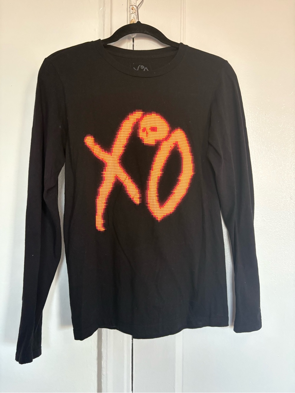 XO Graphic Long Sleeve Tee - Black with Orange Print